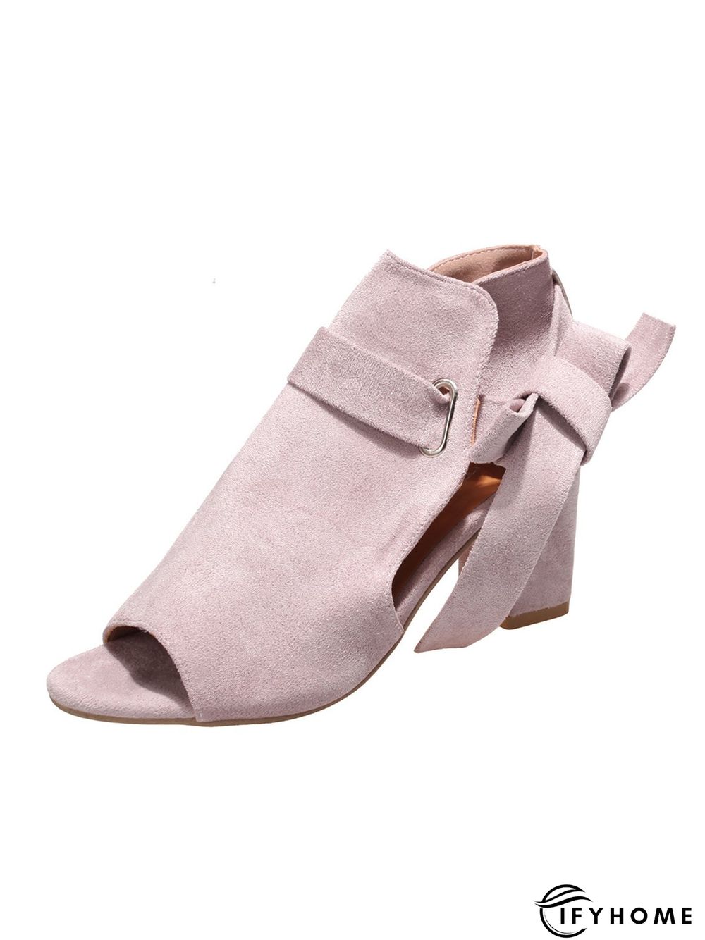 Women's Bow Decor Peep-Toe Chunky Heel Sandals Bootie | IFYHOME