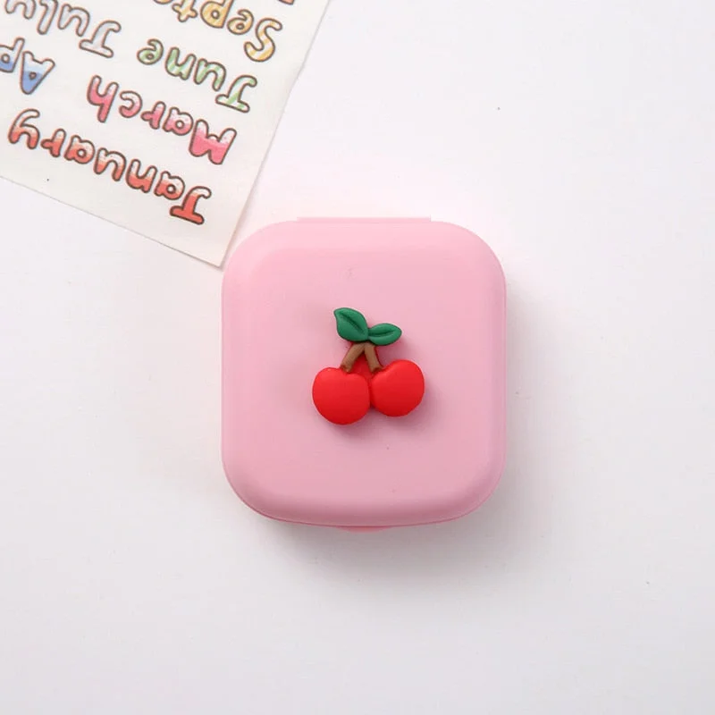 Women Portable Cute Fruit Candy Solid Color Contact Lenses Box Lens Case for Eyes Care Kit Glasses Case Holder Container Gift