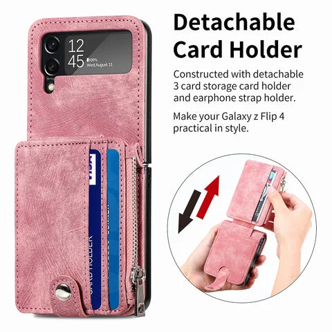 Suitable For Samsung z flip3/4 Wallet Phone Case With Card Holder