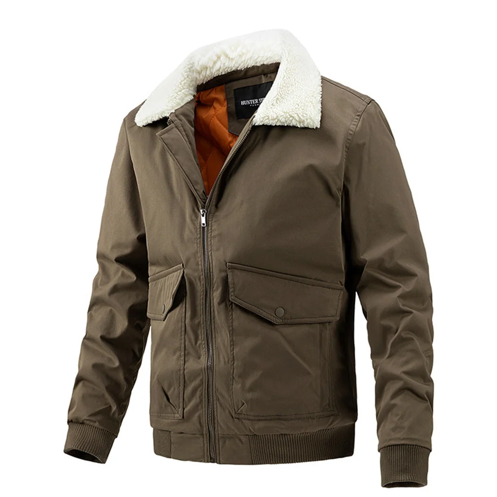 Smiledeer New men's comfortable fur collar thermal jacket