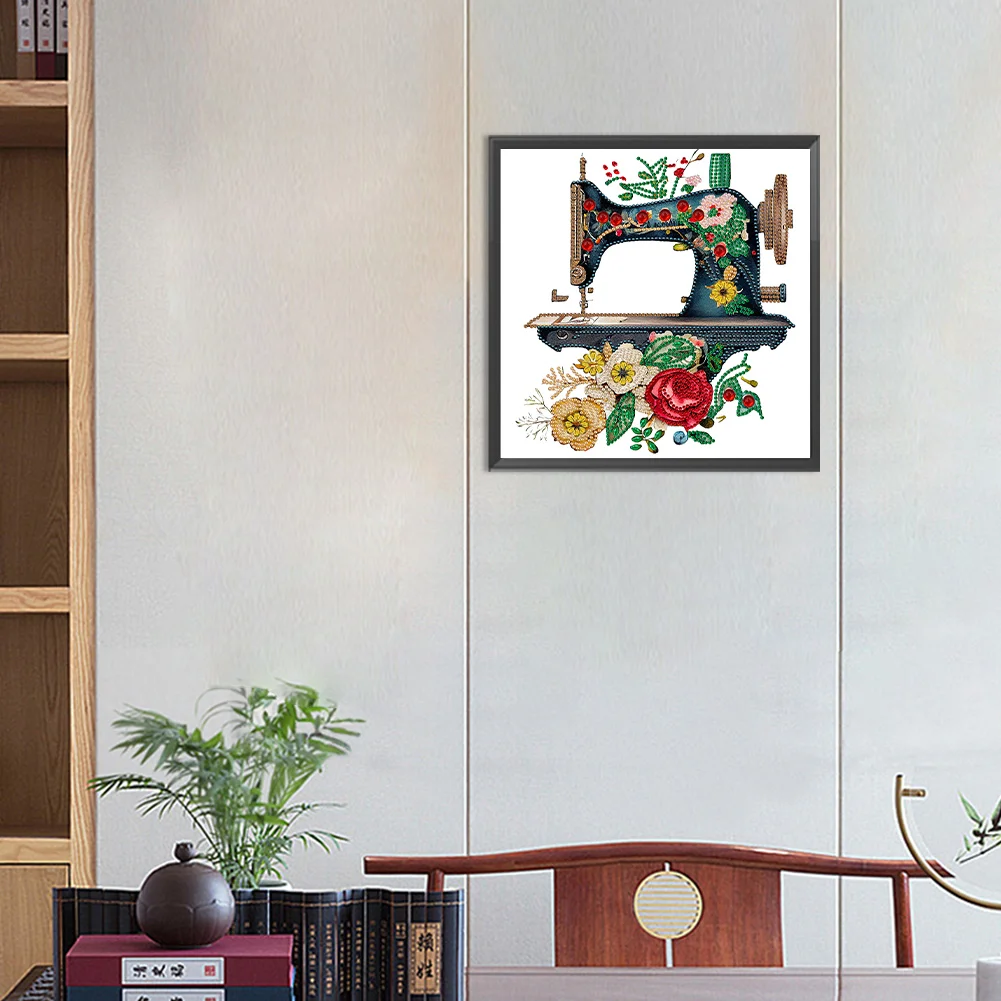 Diamond Painting - Partial Special Shaped Drill - Sewing Machine(30*30cm)