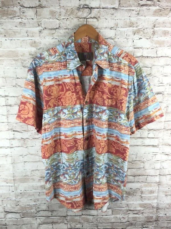 Men's multicolor geometry pattern cotton linen shirt