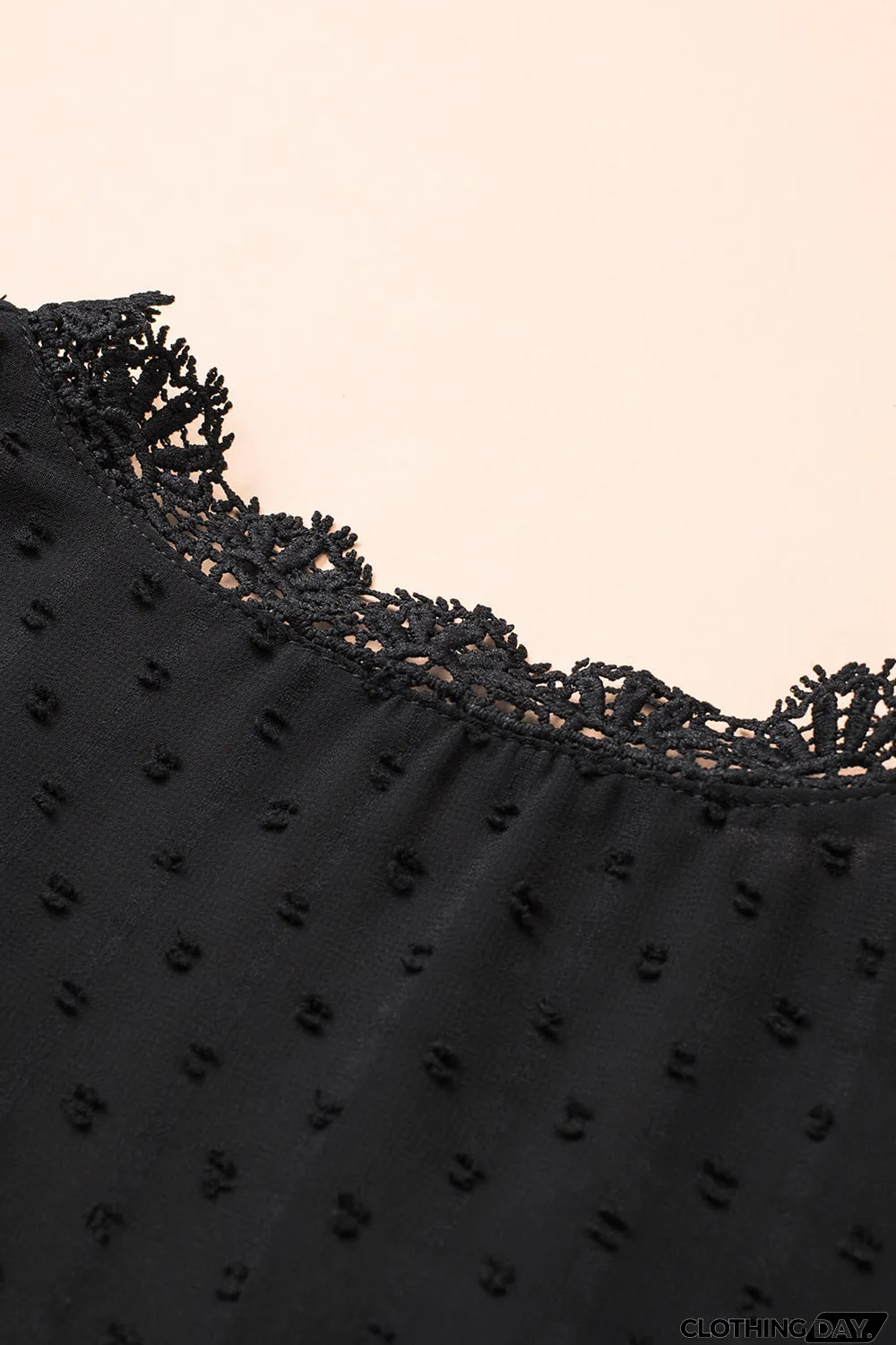 Elegant V-Neck Swiss Dot Lace Blouse