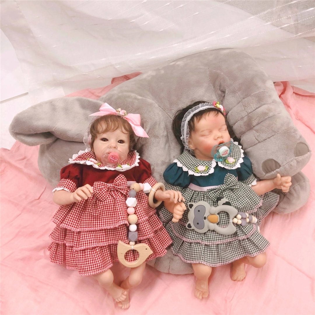 Mini Reborn Twins - Poseable Twins Sister Silicone Baby Doll Set with Gift Box Fidelia and Fiona Toy 2022 -Creativegiftss® - [product_tag] Creativegiftss.com