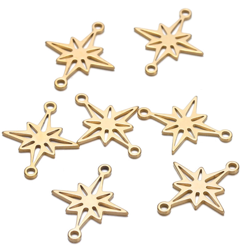 20 PCS/Package 14*18MM 304 Stainless Steel Hexagram Pendant