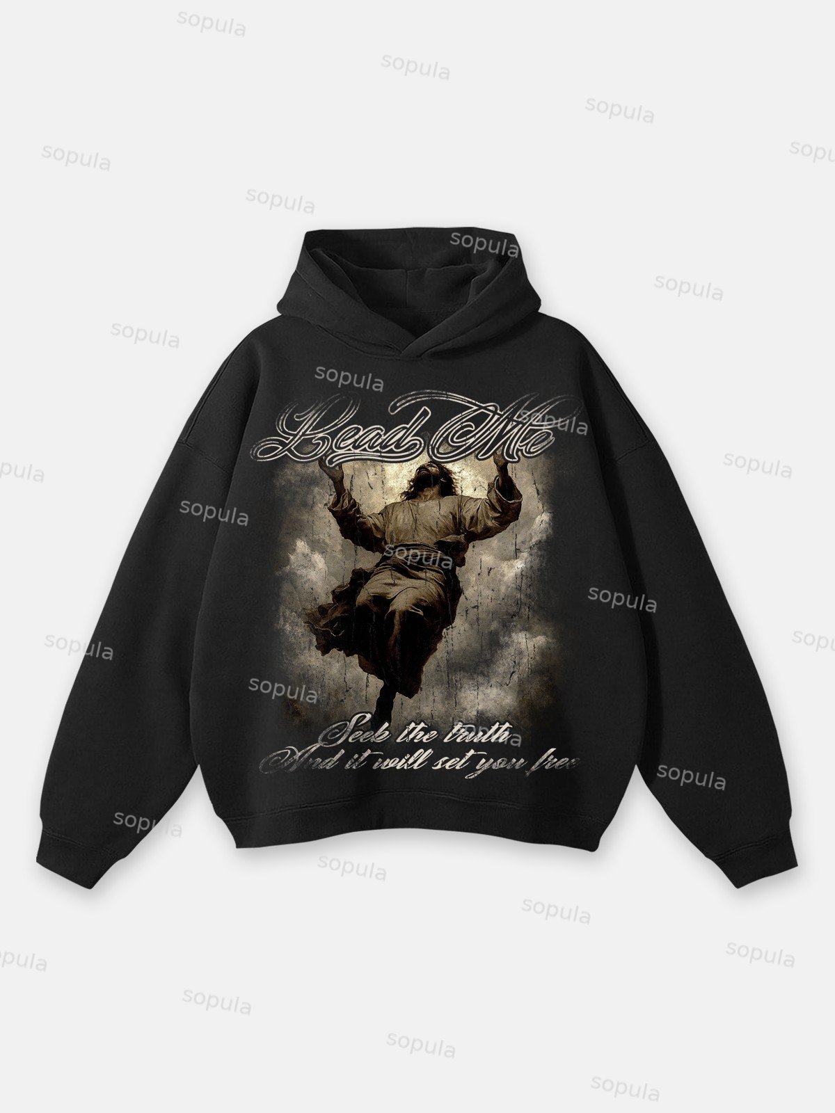 Sopula Lead Me Lord Jesus Retro Fade Graphic Hoodie