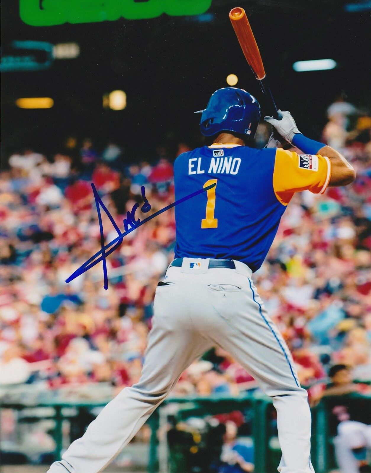 AMED ROSARIO NEW YORK METS ACTION SIGNED 8x10