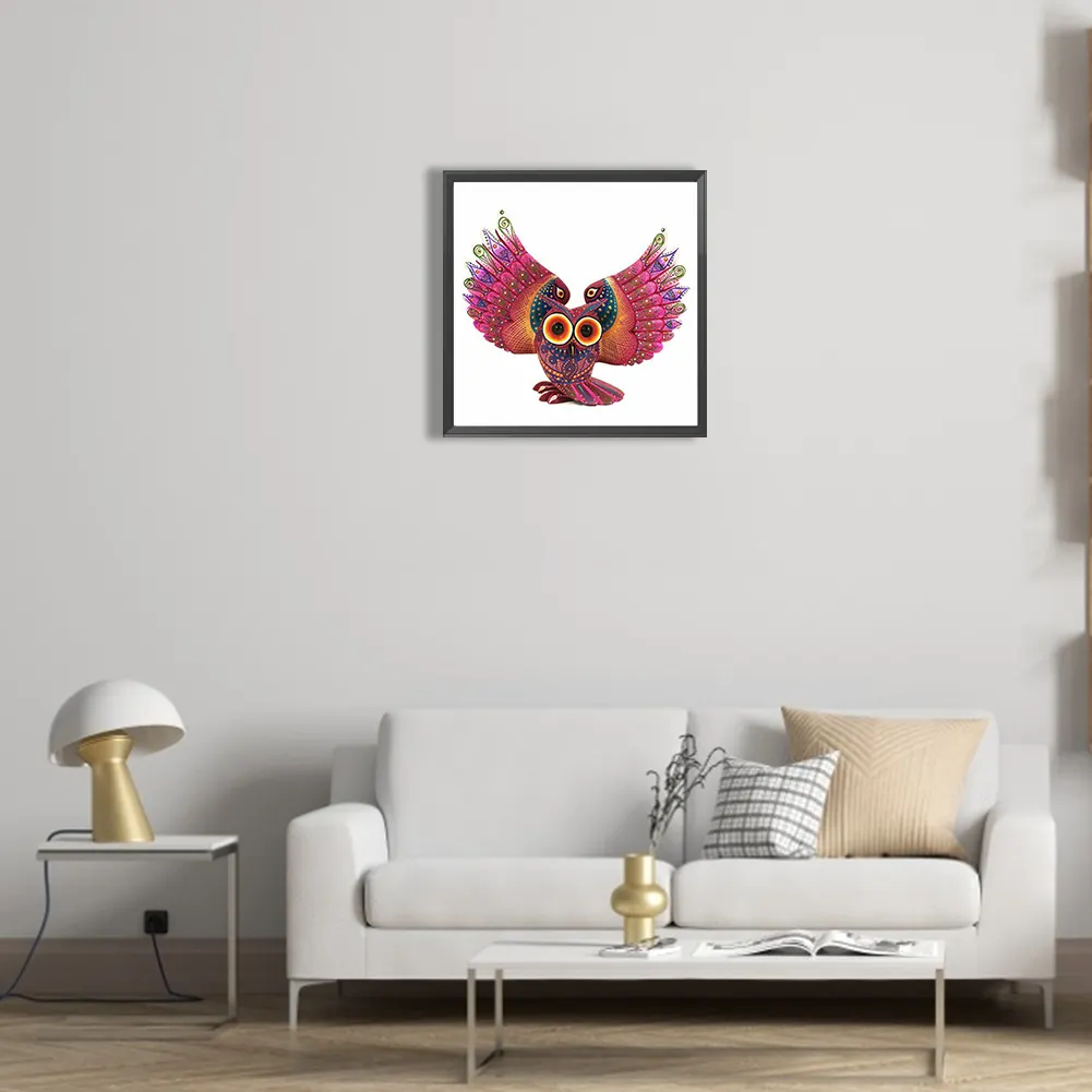 Full Round Diamond Painting 30*30cm - Owl With Spread Wings