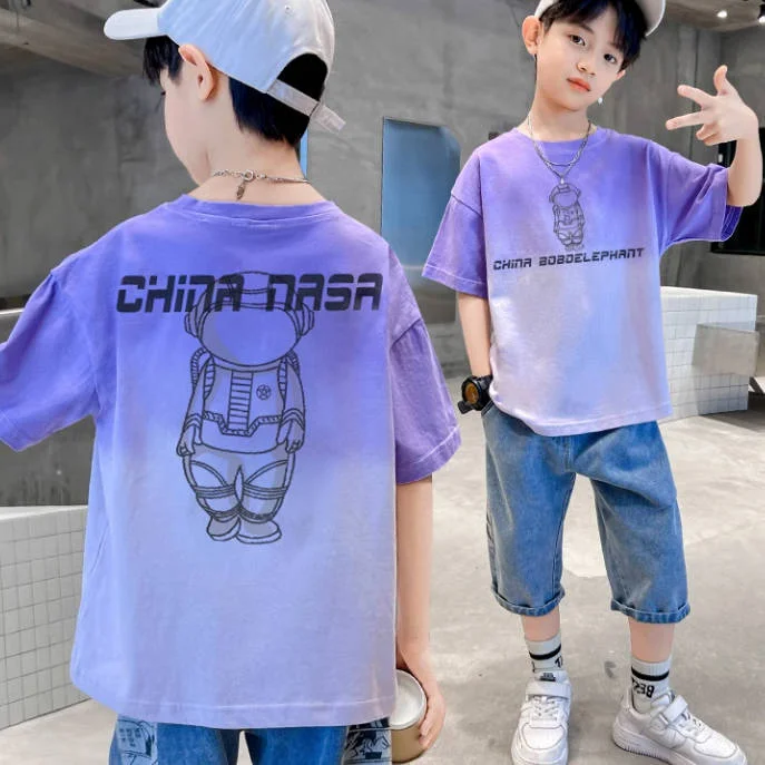 超人気 半袖 カジュアル アルファベット ラウンドネック コーデ キッズコーデ 男の子 Tシャツ