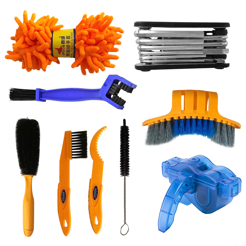 

9pcs Bicycle Chain Cleaner Scrubber Brush MTB Bike Cleaning Repair Tools, 501 Original