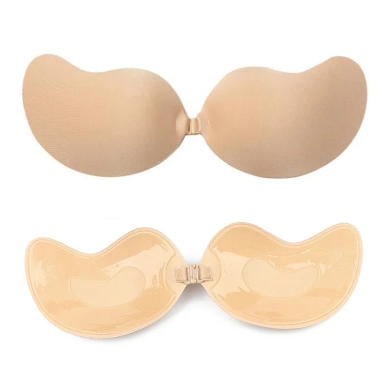 Uaang New Sexy Front Closure Mango Bra Women Backless Invisible Push Up Bras For Self Adhesive Female Silicone Breast Nipple Bra Pads