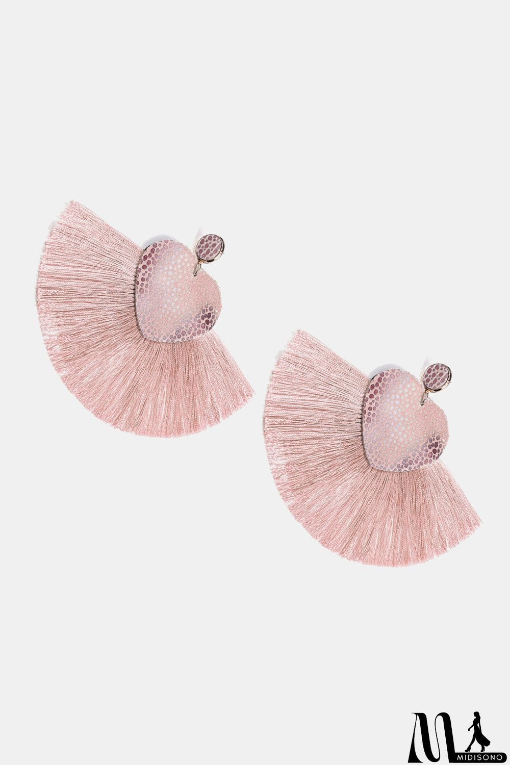 MidiSono - Heart Shape Fringed Dangle Earrings