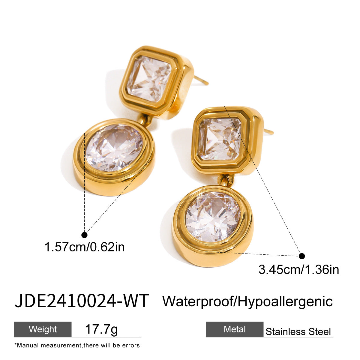Jie Ding Stainless Steel Zircon Earrings Retro Earrings Titanium Steel Earrings Earrings