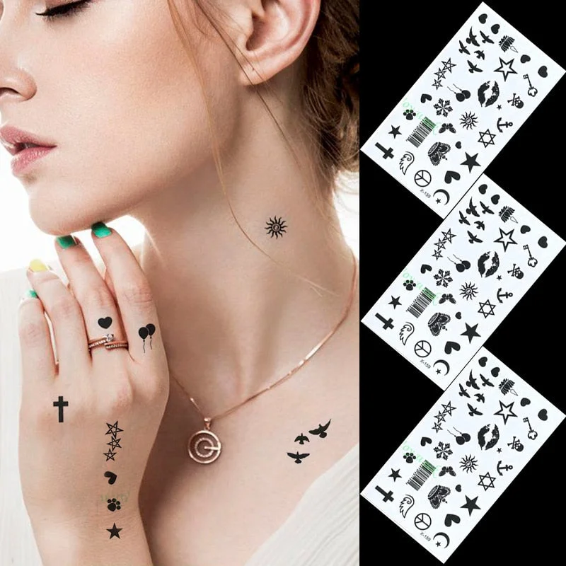 Temporary Tattoos sticker music Note Love guitar record headset tatto Water Transfer fake flash tatoo for woman man