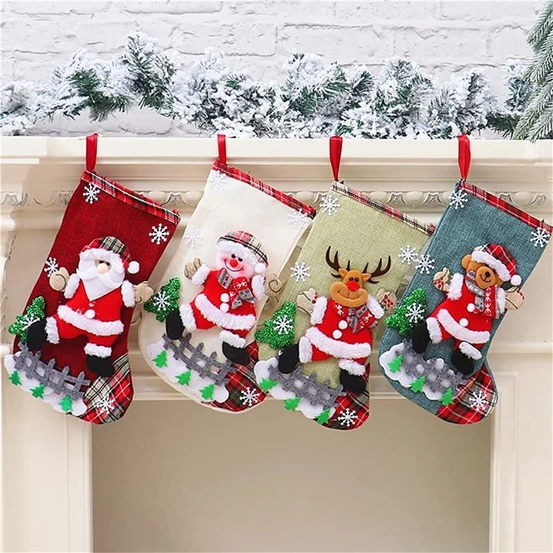 Christmas Stockings Xmas Gift Candy Bag Decorations for Home-elleschic