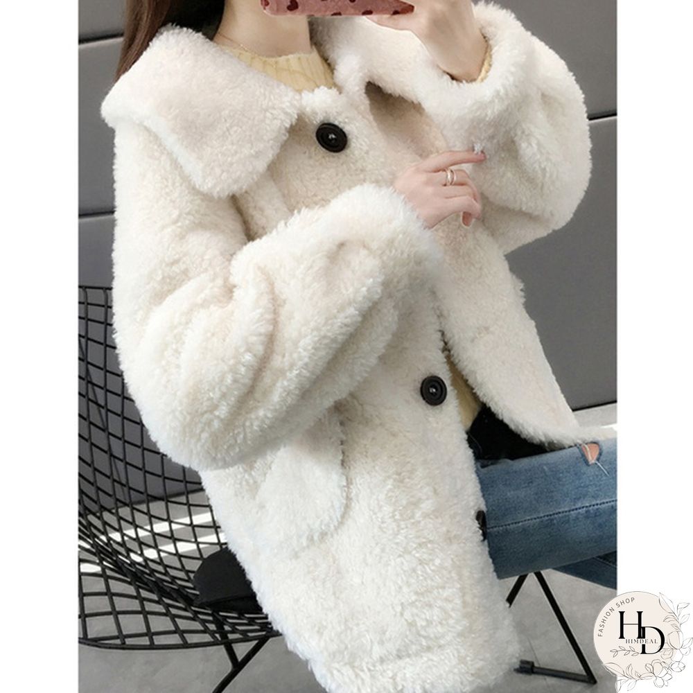 Granular Cashmere Coat Women's Autumn Winter Solid Color Lamb Cardigan Short Coat