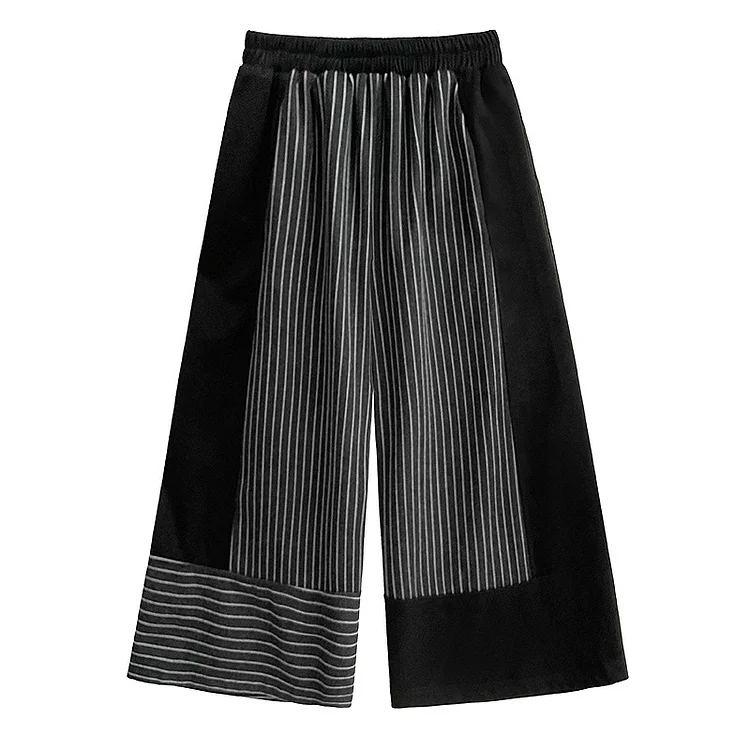 Niche Design Tweed Striped Wide Leg Pants