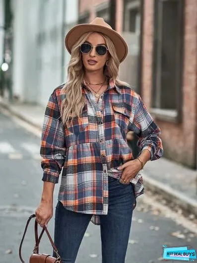 Plaid Button Up Dropped Shoulder Shirt