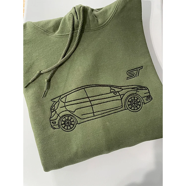 Embroidered Car Silhouette Unisex Hoodie, Car Hoodie, Gift Idea