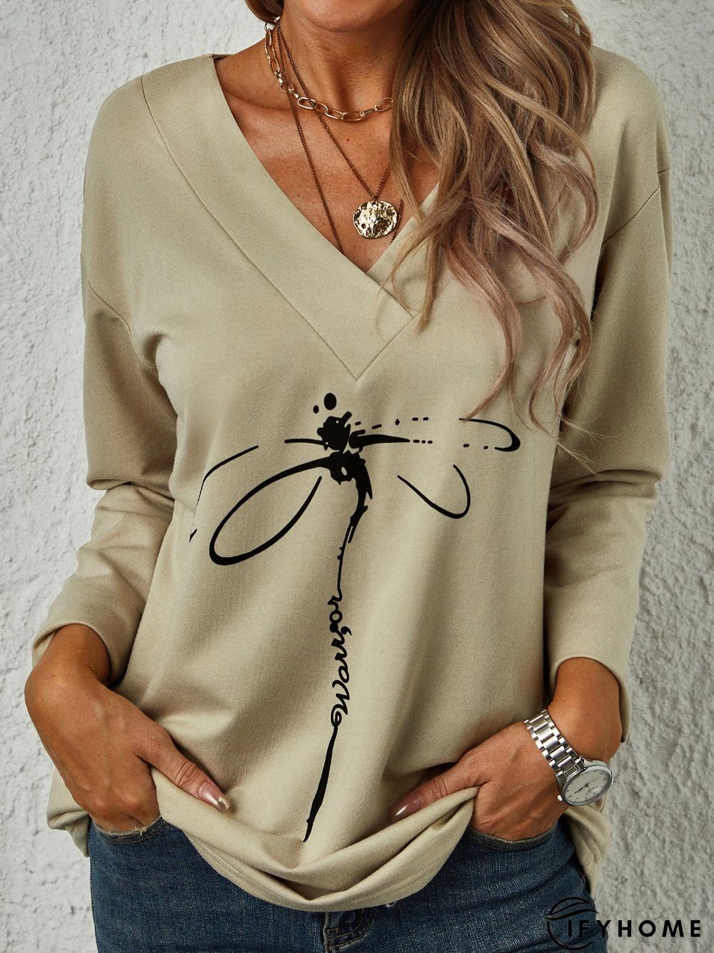 Casual Long Sleeve Printed Tunic Top | IFYHOME