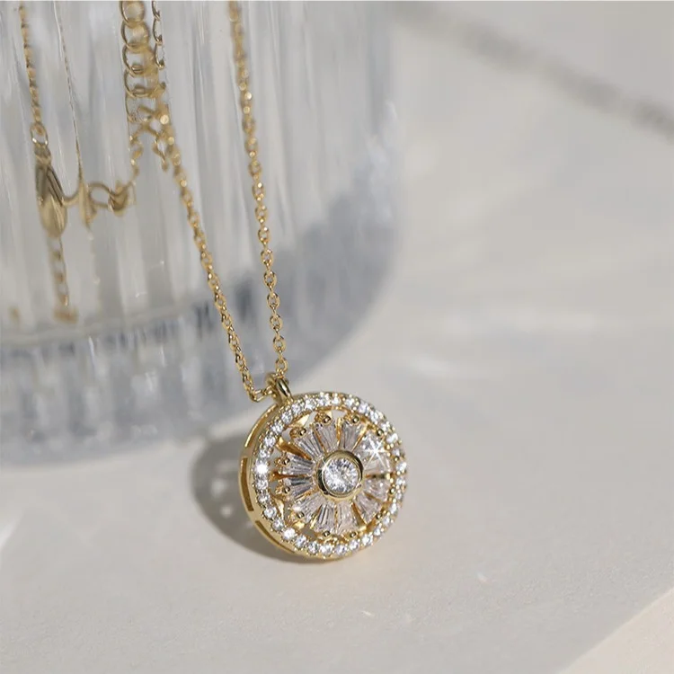 Luxury Crystal Sunflower Fidget Necklace