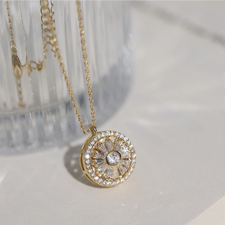 Luxury Crystal Sunflower Fidget Necklace
