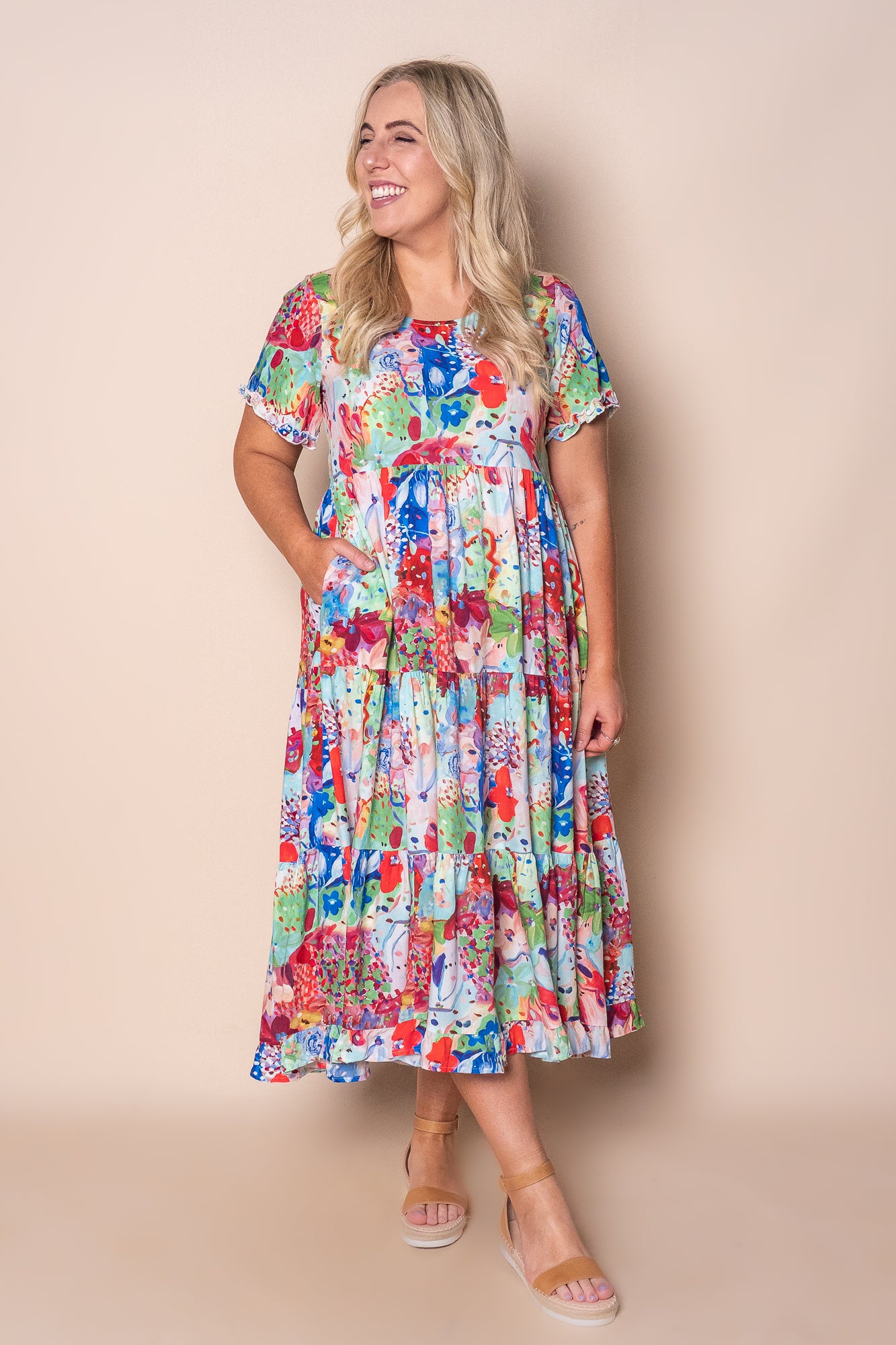 Camilla Midi Dress in Red