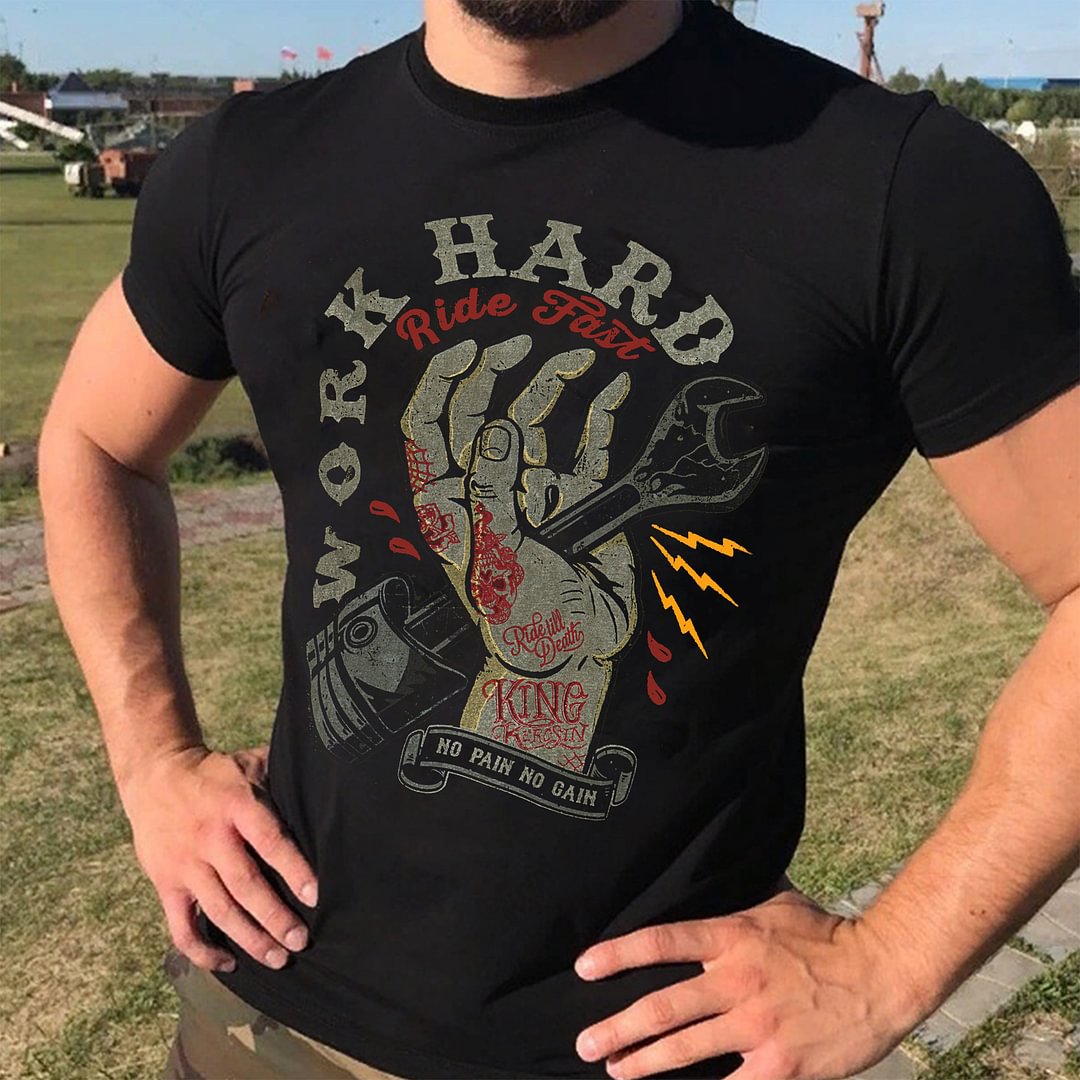 Work Hard Ride Fast T-shirt - Krazyskull