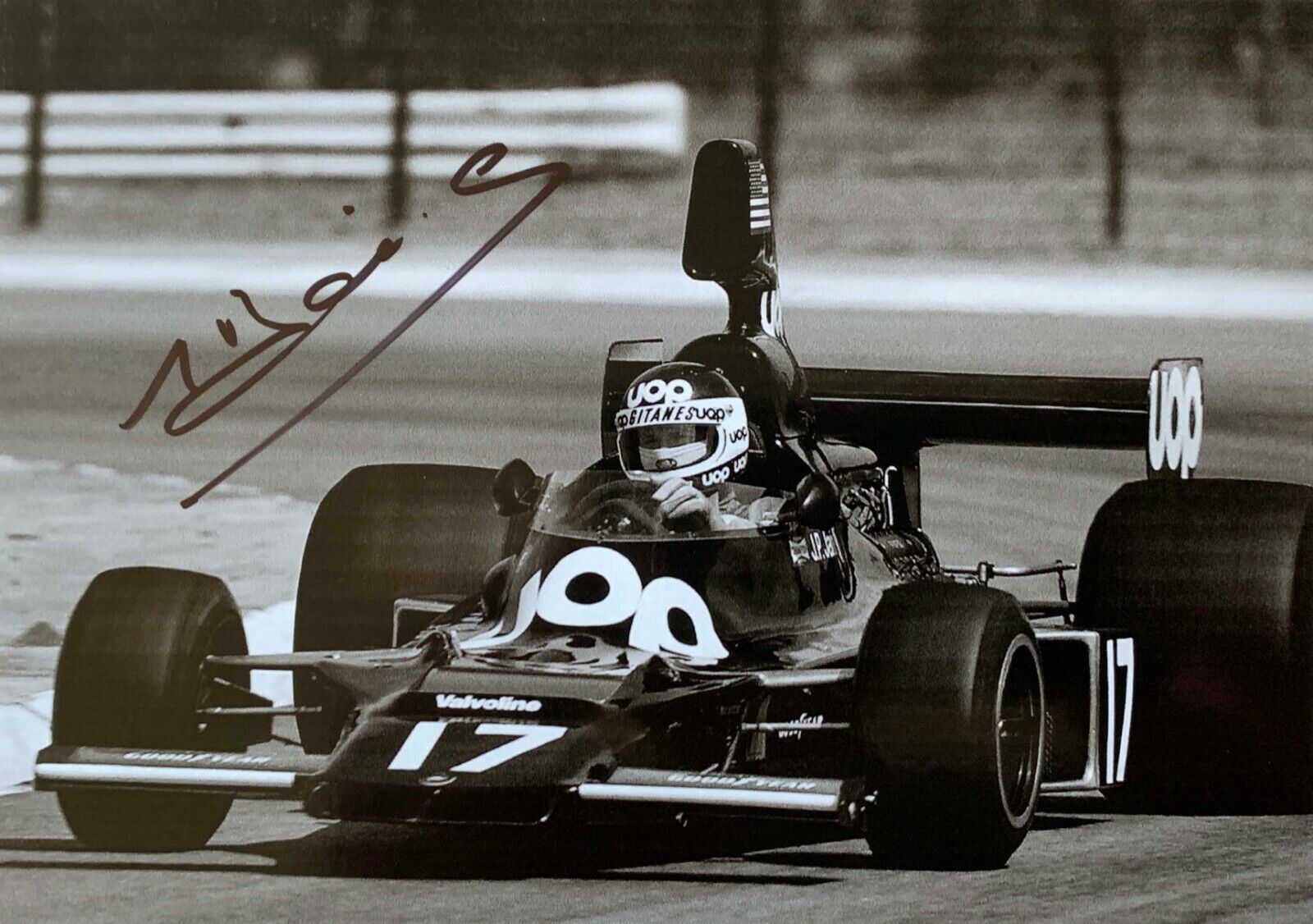 Jean Pierre Jarier Shadow DN5 Hand Signed Autograph Formula 1 Cosworth Tyrrell