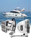 12V Stainless Steel Ships Horn with Base Bracket Marine Snail Electric Horns Waterproof Super Loud Car Horns for Speedboat Sailboats Yachts Car