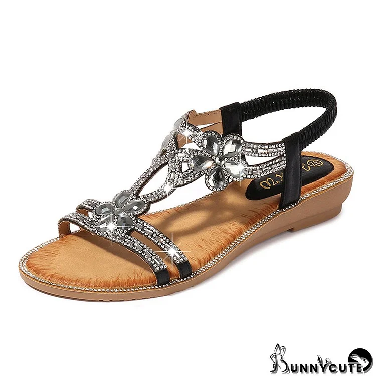 Women Shoes Rhinestone Floral Sandals Plus Size Women's Sandals