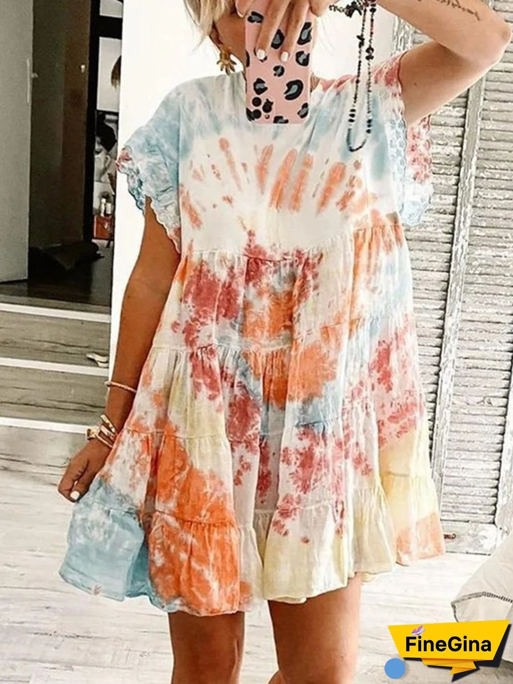 Cute Casual Summer Tie-dye Mini Dress P11151