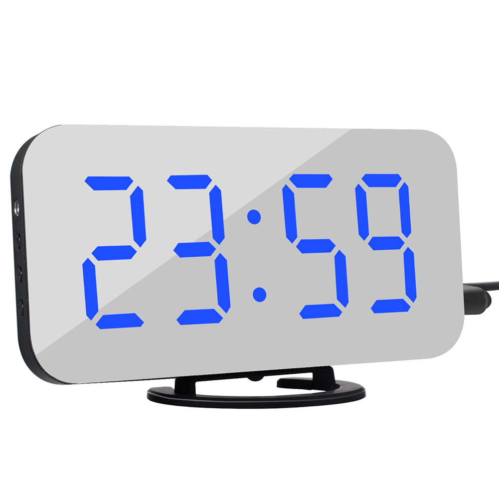 

LED Digital Alarm Clock Dual USB Phone Charging Electronic Clocks, Blue, 501 Original