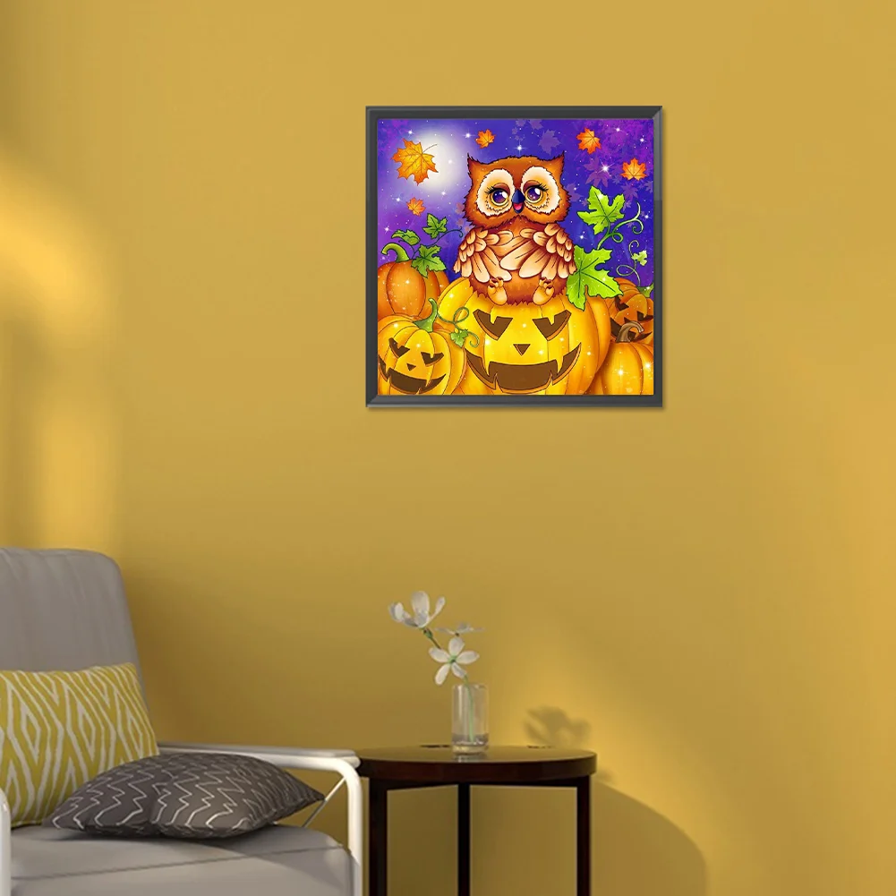 Diamond Painting - Full Round Drill - Owl Pumpkin(Canvas|30*30cm)