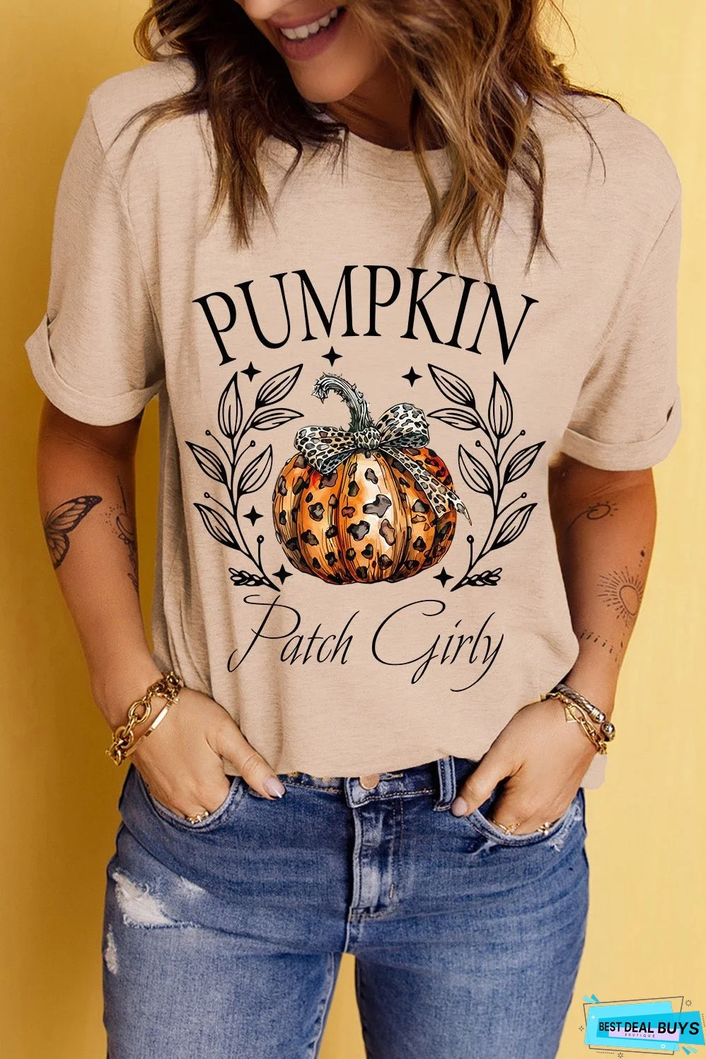 Pumpkin Graphic Round Neck Short Sleeve T-Shirt