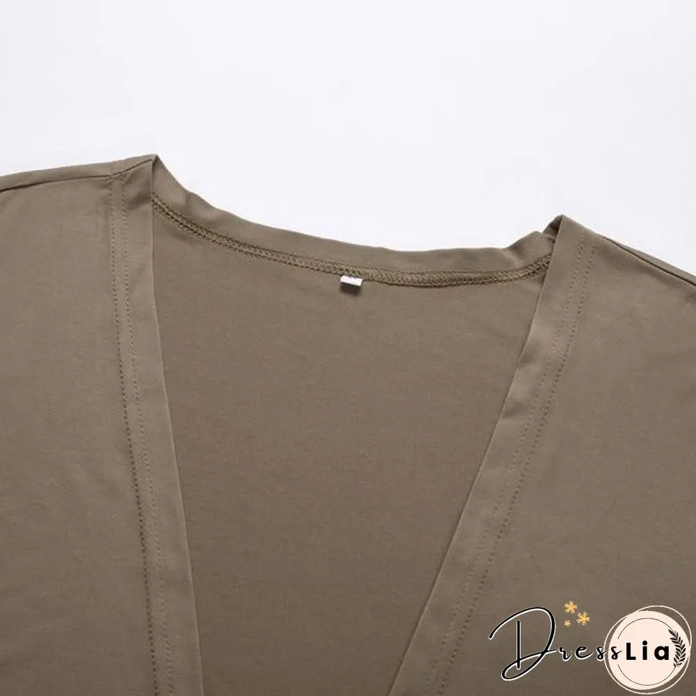 1 Set Simple Outfit Suit Solid Color Autumn Winter Solid Color Vest Coat Pockets Pants Drawstring For Office