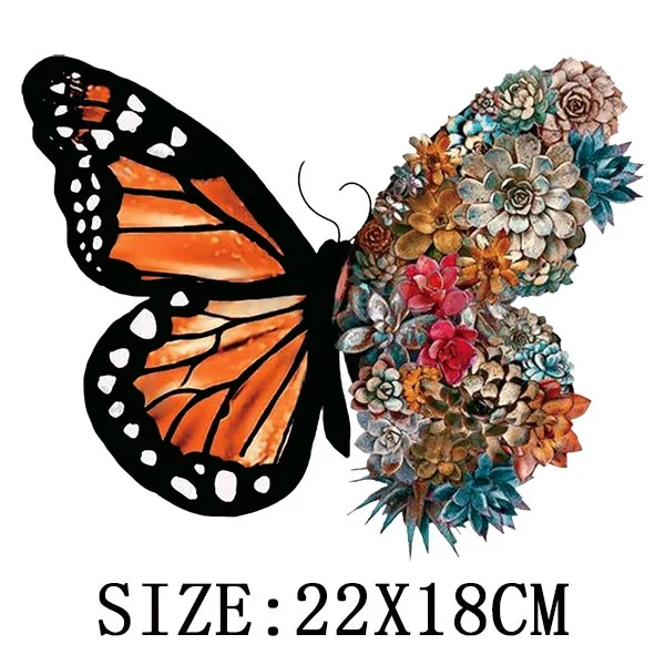 Colorful Butterfly Iron On Transfer For Clothing A-level Washable Thermal Sticker Beautiful Flower Patches On Clothes Decoration
