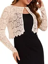 Elegant Women's Lace Cardigan Sweater - Polyamide Knit Fabric, Solid Color, Round Neck, Spring/Summer/Autumn Collection