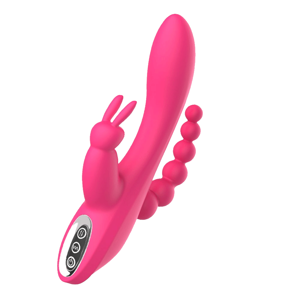 G Spot Dildo Rabbit Vibrator 3-in-one function Vibration Waterproof - Rose Toy