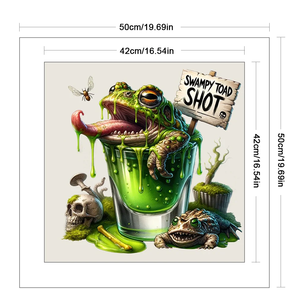 14CT Full Stamped Glass Cross Stitch - Halloween Wine(Canvas|50*50CM)