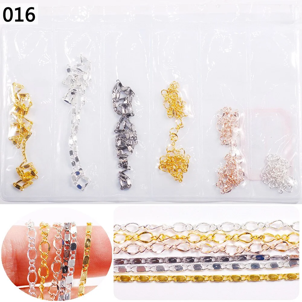 50cm / Six / Bag New Color Mixed Fashion Nail Art Creative Decoration Chain DIY Nail Art Creation Accessories 3d Charms