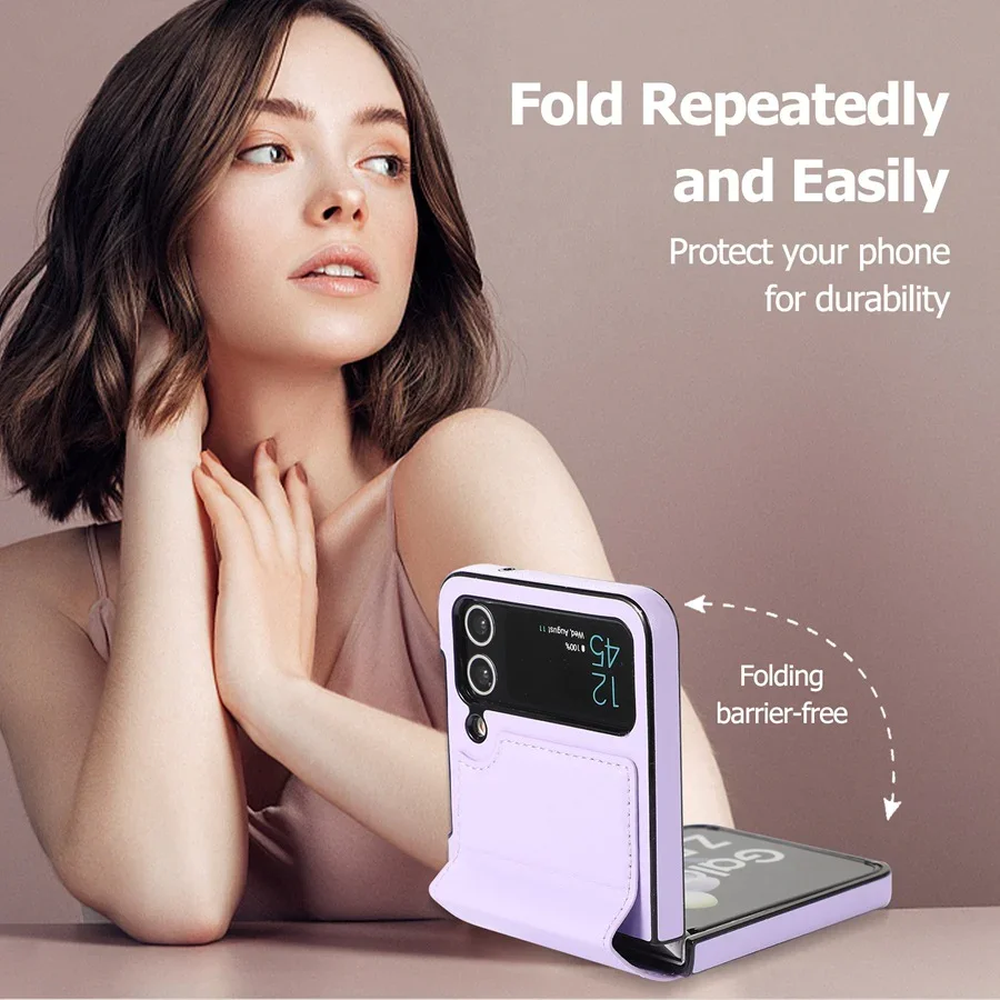 Suitable For Samsung Z Flip 3/Z Flip 4 Folding Solid Color Ring Folding Screen Phone Case