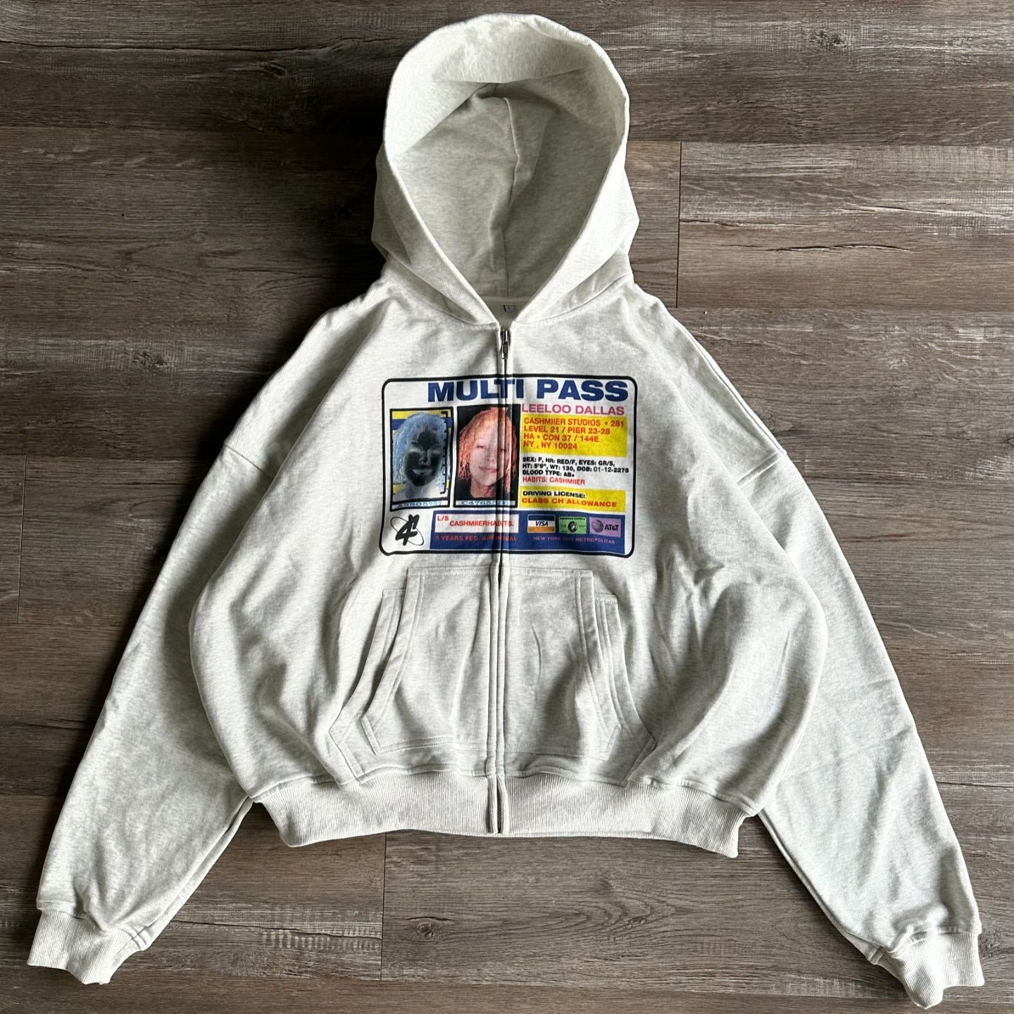 Personalized ID print zip-up hoodie