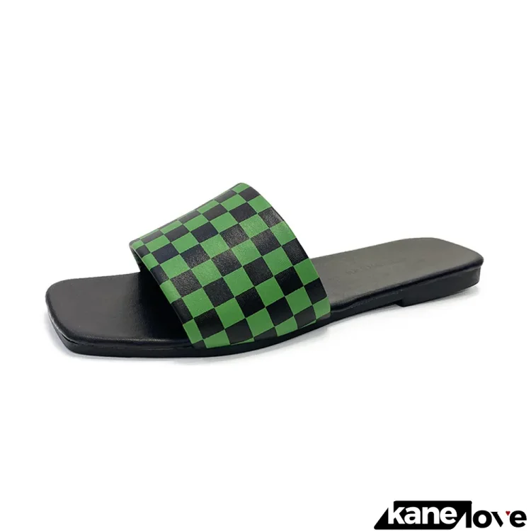 Large size women's shoes summer women's casual fashion checkerboard sandals women's slippers women's plaid flip flops