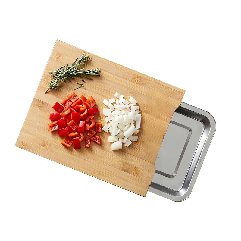 Saker® Wood Cutting Board With Slide Trays