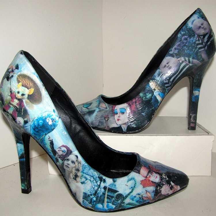 Alice In Wonderland Blue Stiletto Heels Pumps for Halloween |FSJ Shoes