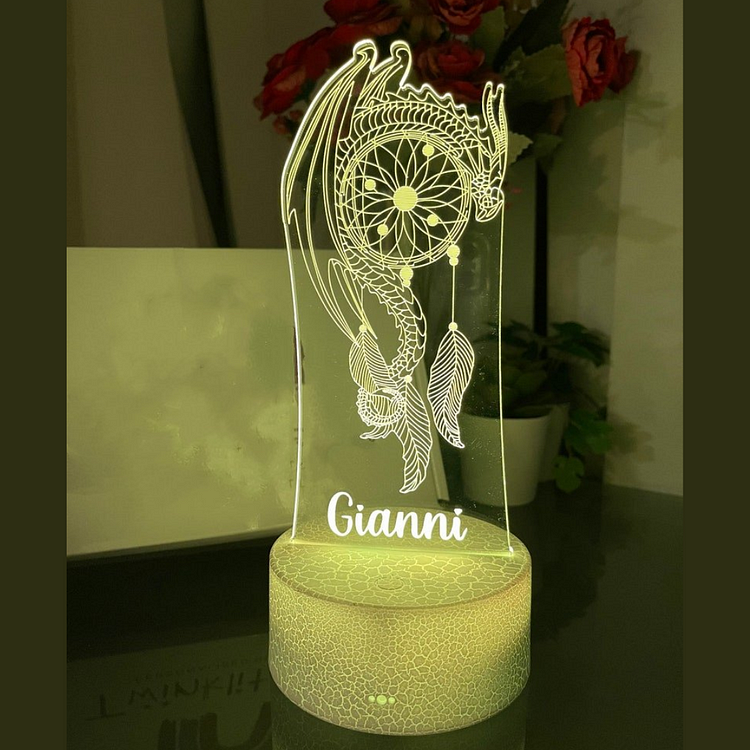 Lámpara 3D Ilusión Luz de noche Atrapasueños LED Luces de colores personalizadas 1 nombre