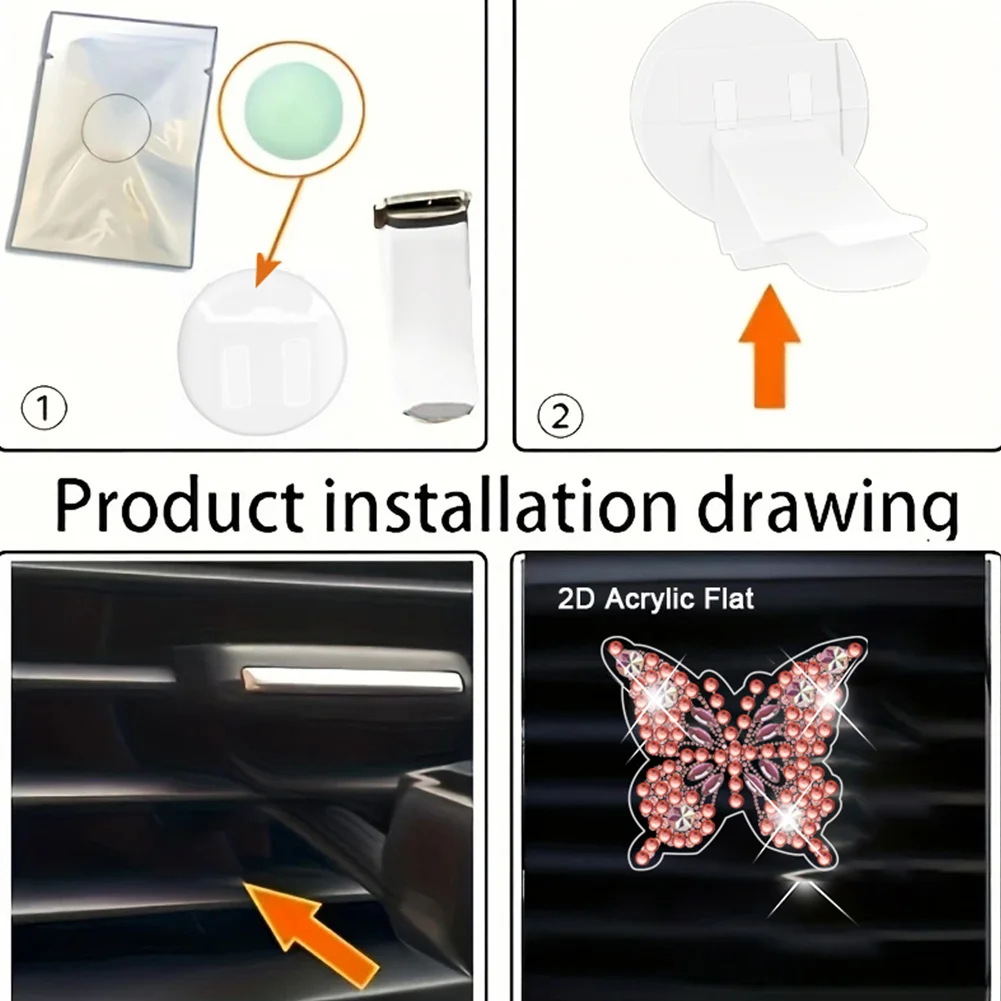 4pc Butterfly DIY Diamond Painting Car Air Vent Clip Air Freshener for Adult