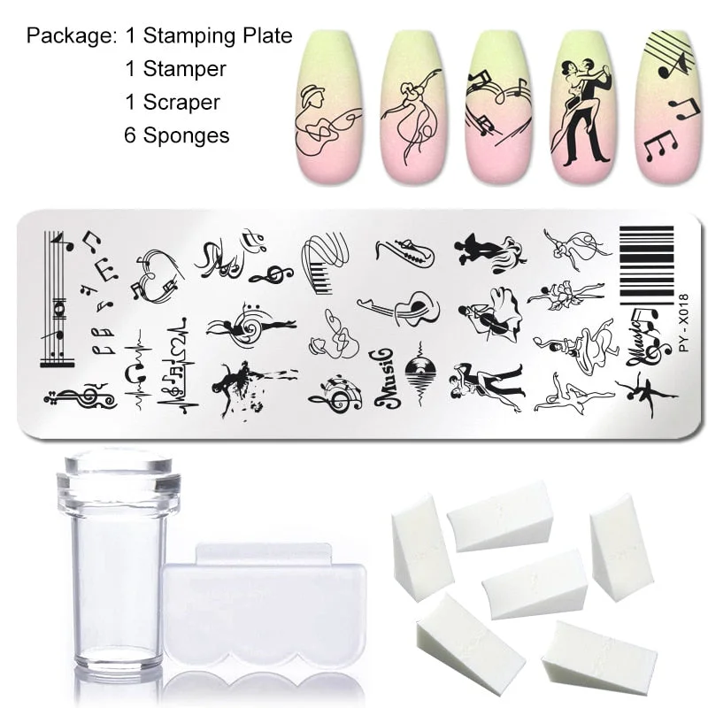 1 Set Nail Stamping Plates Geometry Lace Flower Dream Catcher with Jelly Stamper Scraper Sponge Nail Art Image Plate Tool-Nail Inspo