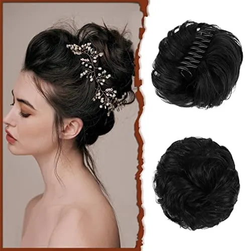 THICK CHIGNON MESSY Bun Updo Clip in Extensions Claw Hair Piece Real as THICK CHIGNON MESSY Bun Updo Clip in Extensions Claw Hair Piece Real as